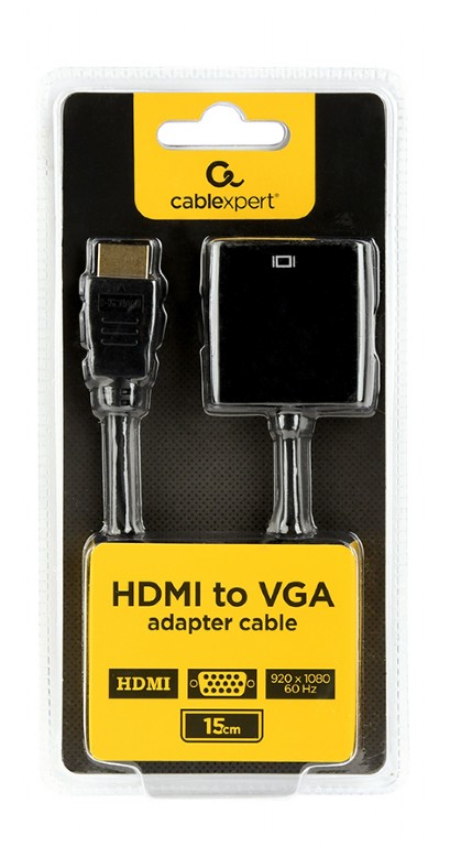 Адаптер Cablexpert HDMI - VGA V 1.4 (M/F), 0.15 м, чорний (A-HDMI-VGA-04) блістер